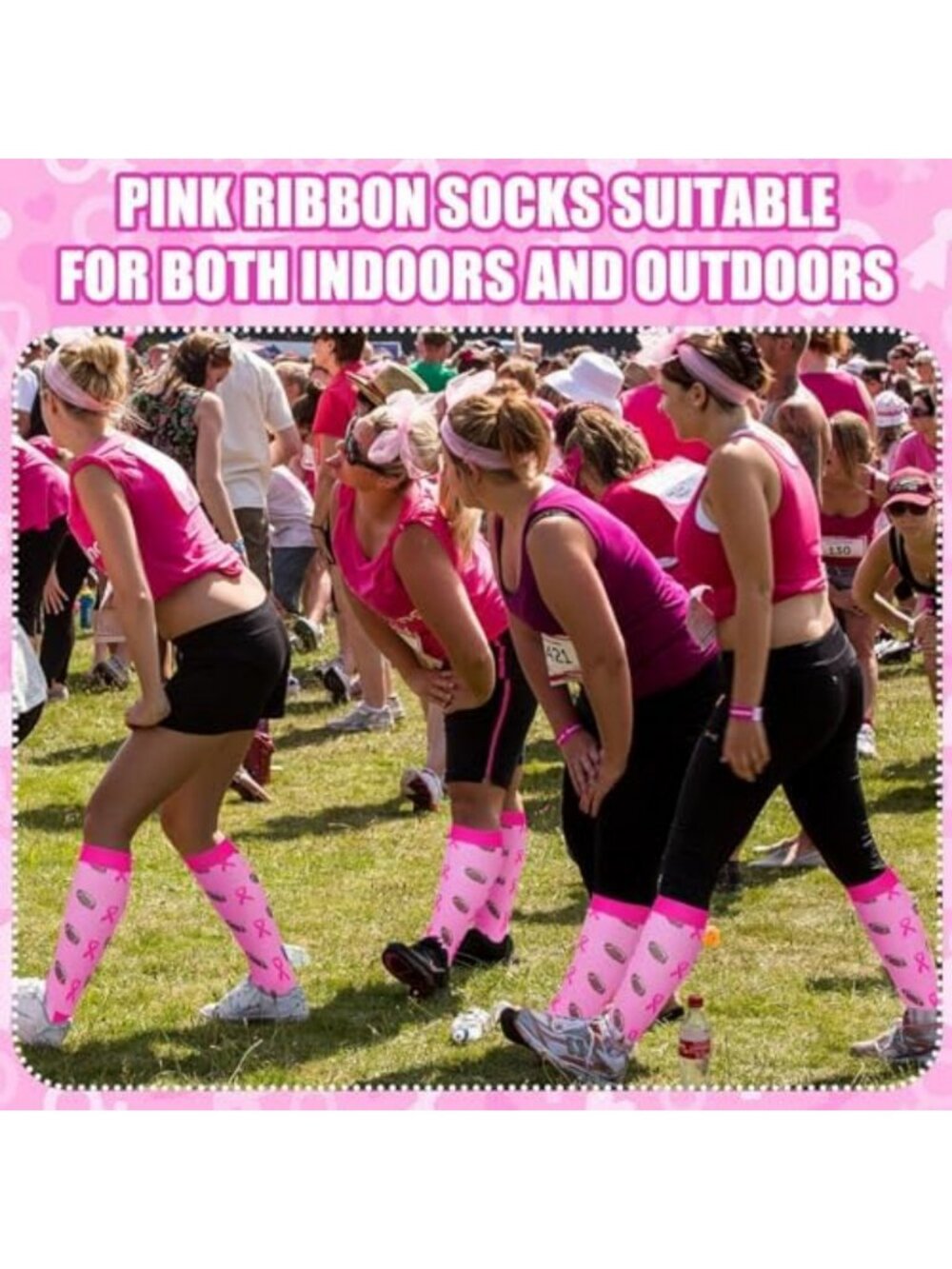 48 Pairs Pink Football Socks for Breast Cancer Awareness - Bulk Pack, Perfect - Picture 6 of 6